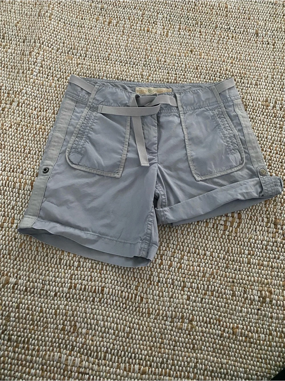 Vintage J.Crew City Fit Utility Shorts Blue Gray Roll Tab Sz 4